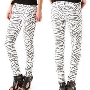 CURRENT/ELLIOTT SKINNY JEANS NWT US 23/0 B/W ZEBRA